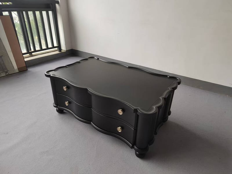 JTMD 中古風黑色實木茶几 444-1201