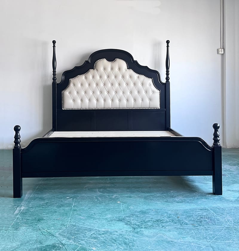 Diana Anna Solid Mahogany Leather Poster Bed