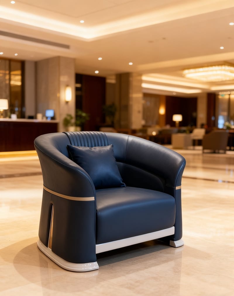 Renhao SF-88201 Leather Lounge Chair in Deep Blue