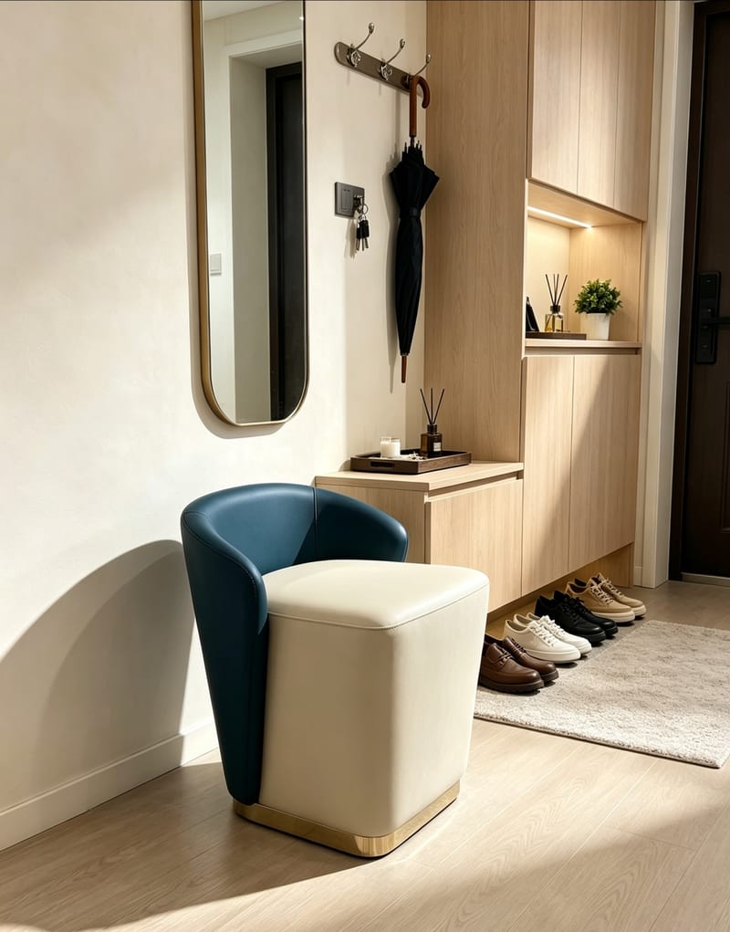 仁豪意郡國際簡奢系列真皮梳妝凳