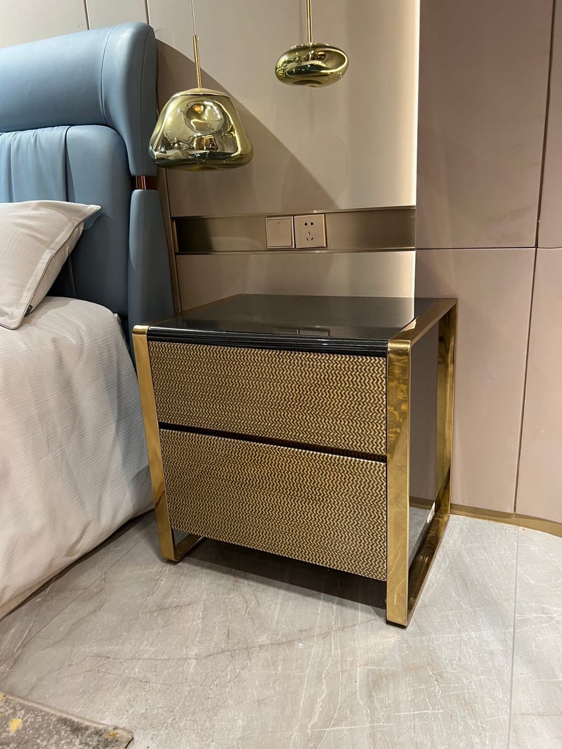 Renhao BG-88209 Italian-Style Gold Nightstand