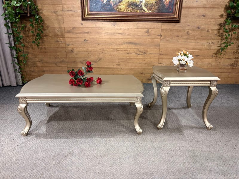 French Solid Birch Coffee Table Set