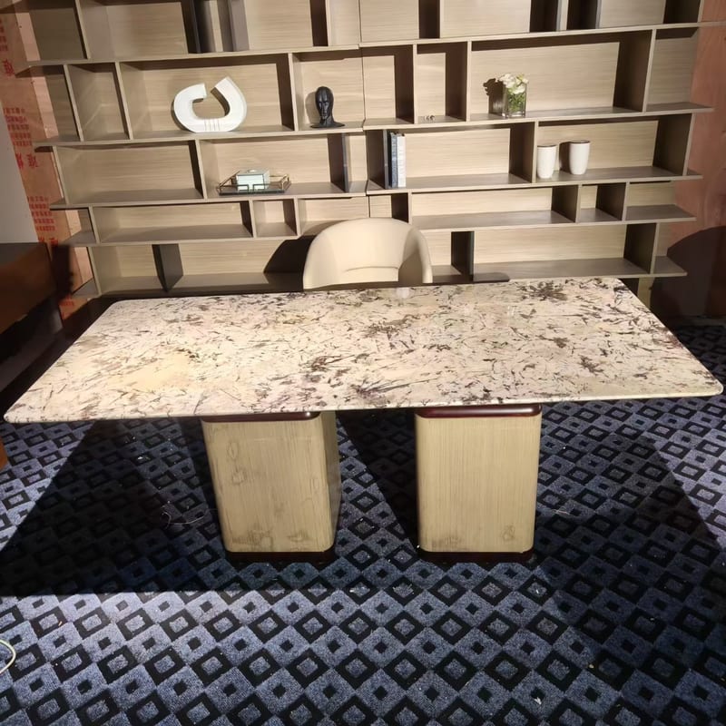 Mingjia 2m Rectangular Natural Stone Dining Table