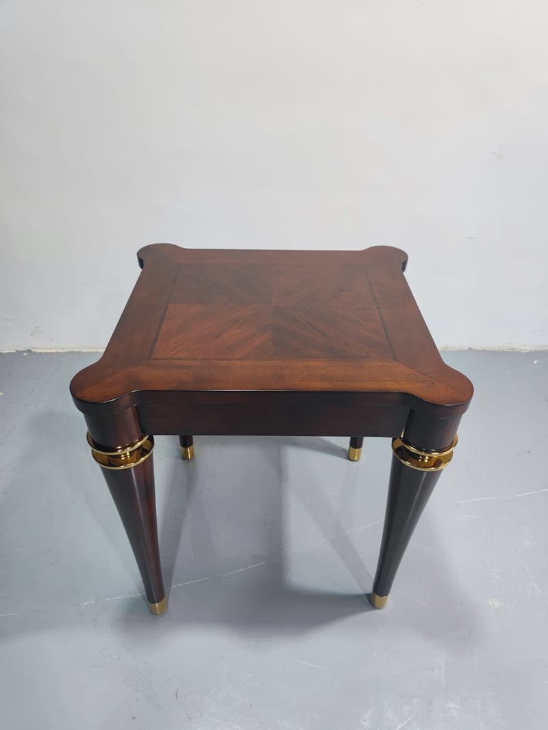 Imported Cherry Square Side Table with Brass Hardware