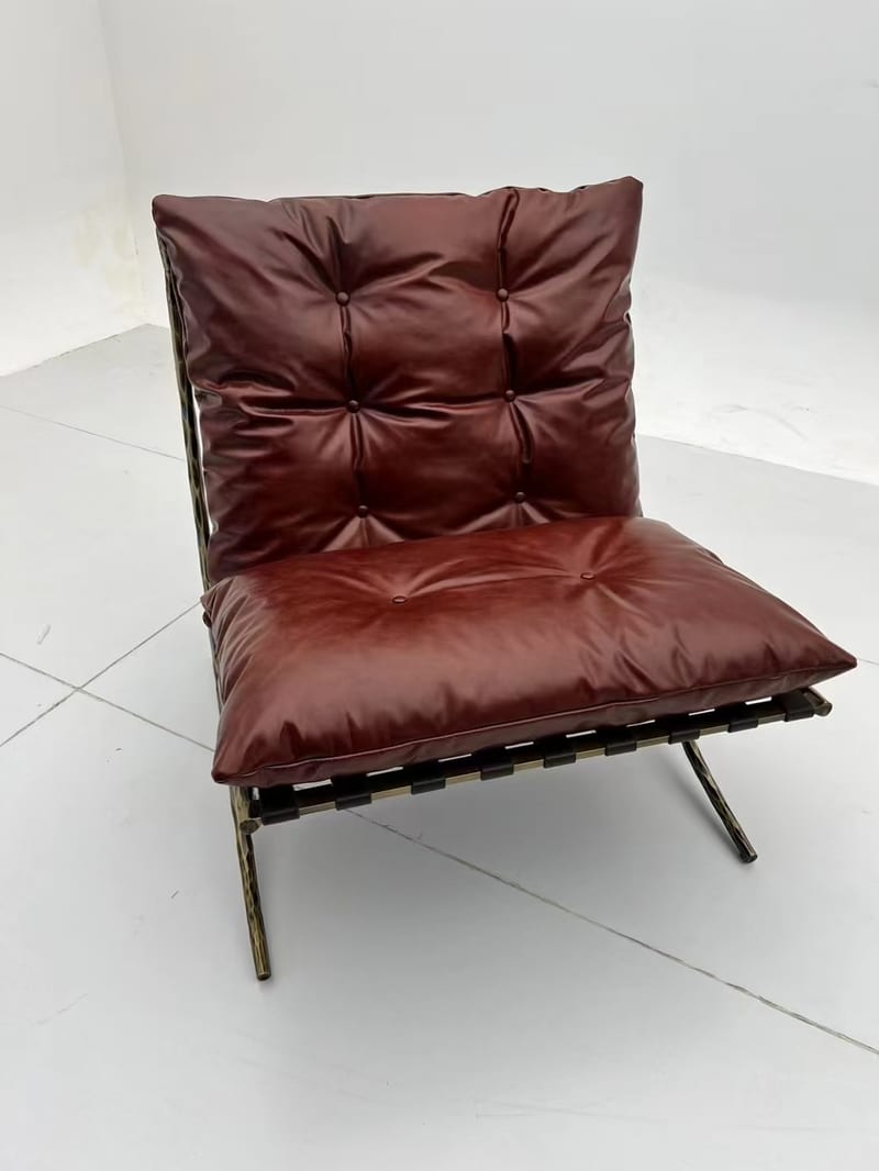 kolo Mid-Century Barcelona Lounge Chair in Oiled Leather