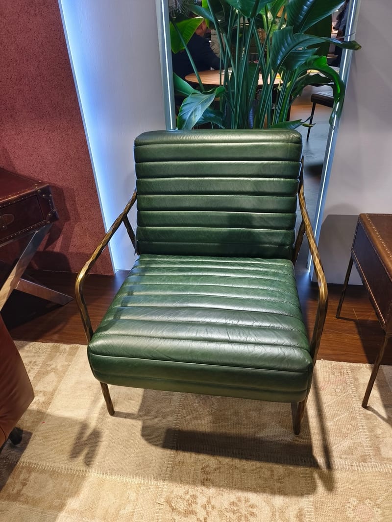 Vintage Dark Green Oiled Leather Armchair