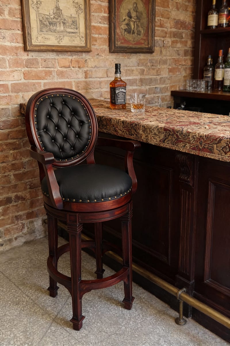 Bally William D2033 Swivel Mahogany Bar Stool