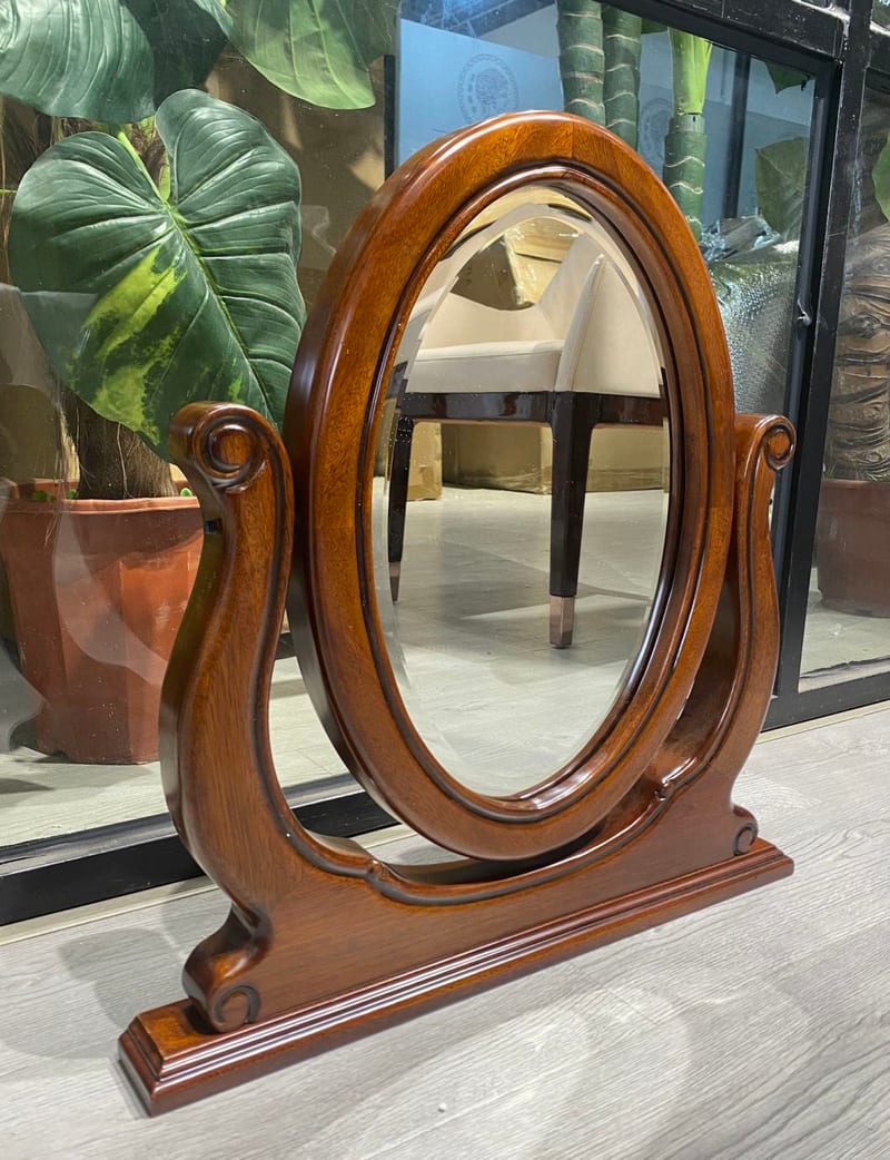 Mingrenju M612 Solid Wood Decorative Mirror, Dark Brown