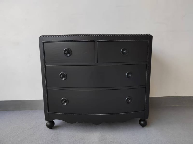 Alexandra Bachelor Four-Drawer Dresser, Alder Solid Wood, Matte Black