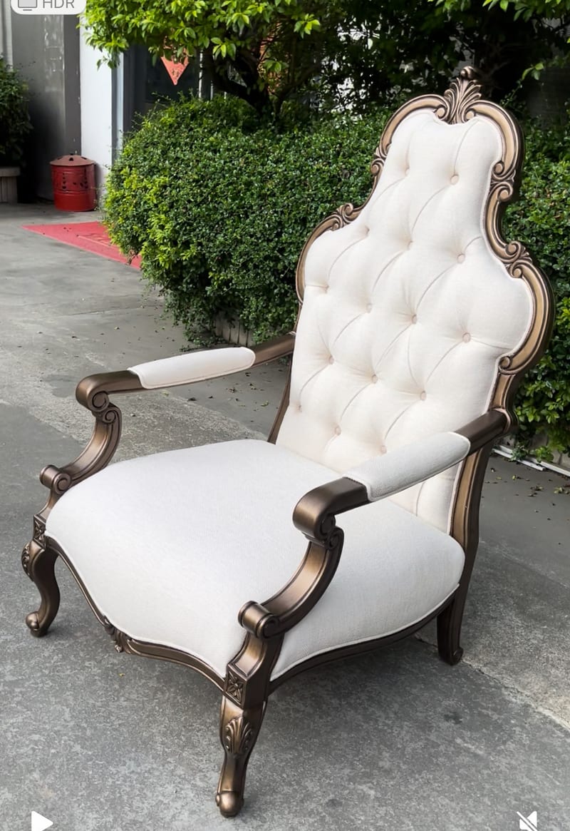 Ralph Lauren French Mahogany Single Lounge Chair, Champagne & Beige