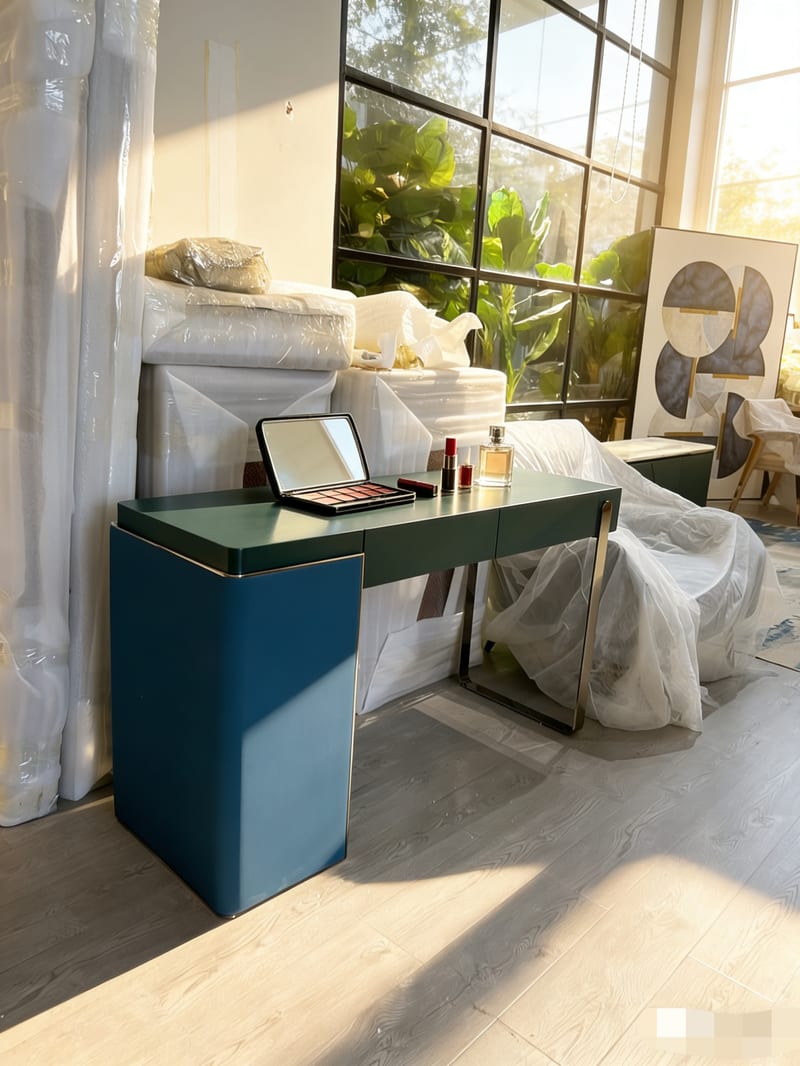 Romandica 9301-3 Contemporary Vanity Desk, Deep Green
