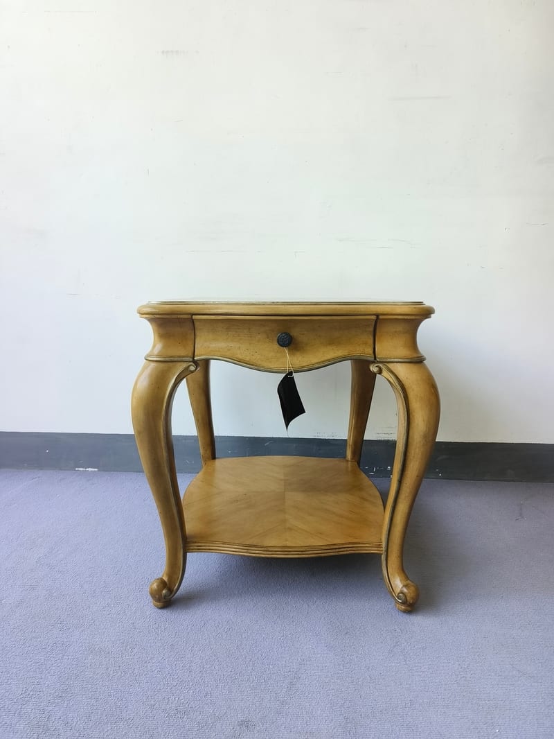 ALEXANDRE Square Side Table with Burl Marquetry Top