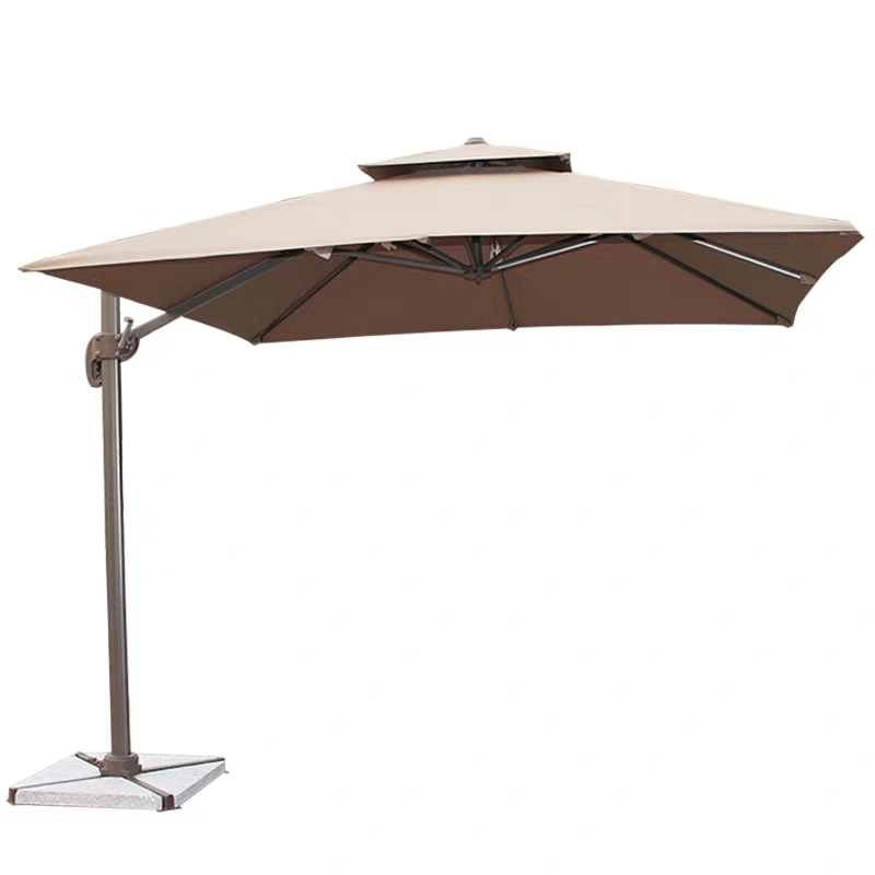 Mediterranean Outdoor Roman Umbrella Aluminum Khaki Double-Top