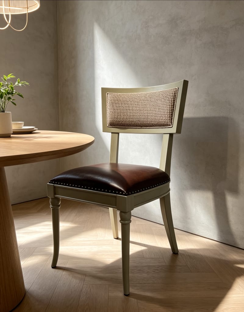 Mextra MCKB03-D Leather Dining Chair, French Style