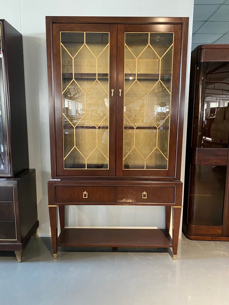 Zhaosen Double-Door Display Cabinet with Walnut Veneer