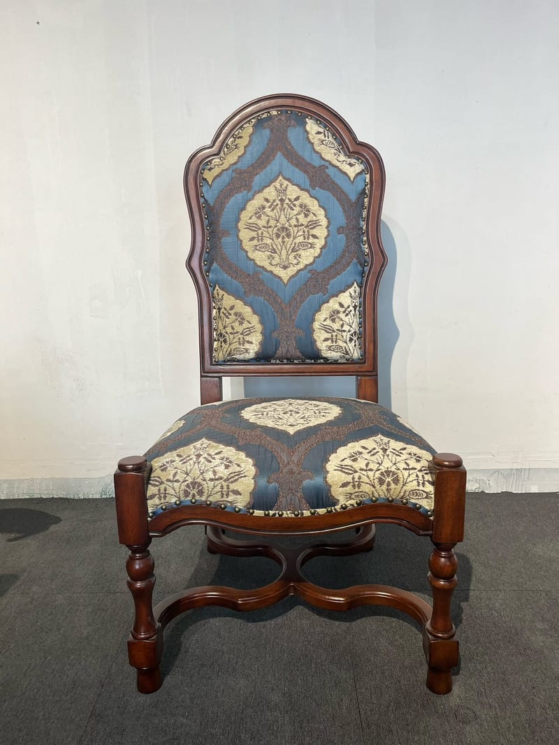 American Solid Beech Jacquard High-Back Accent Chair