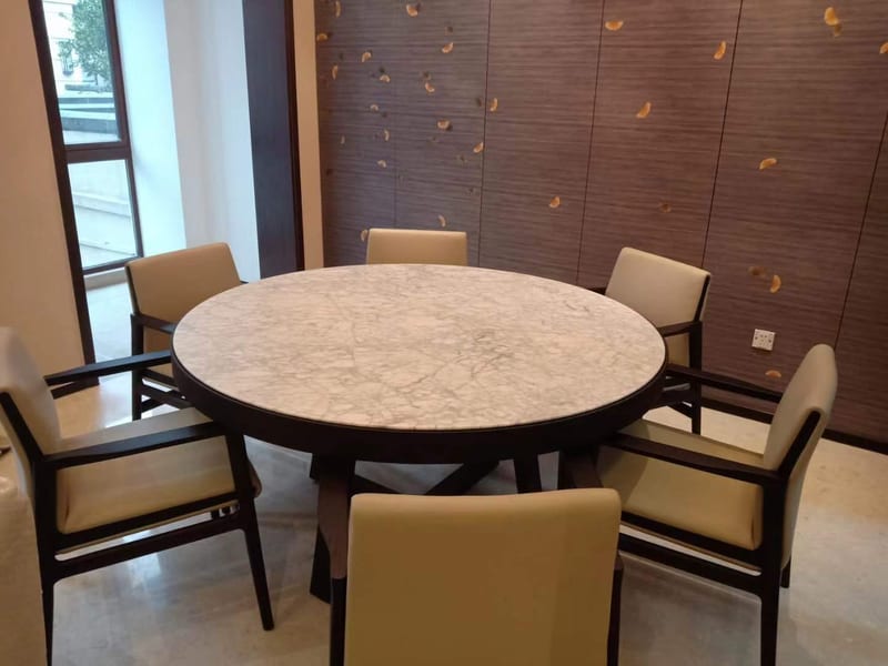 Bosen Jizhi JZ05-5 Round Oak & Marble Dining Table