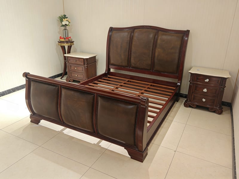 SCHI-RRU Italian Solid Wood Sleigh Bed Set