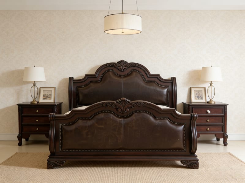 SCHI-RRU Italian Solid Wood Sleigh Bed