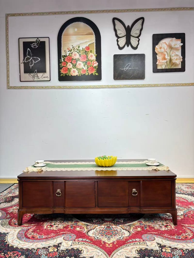 CJ405 Solid Mahogany Retro Rectangular Coffee Table