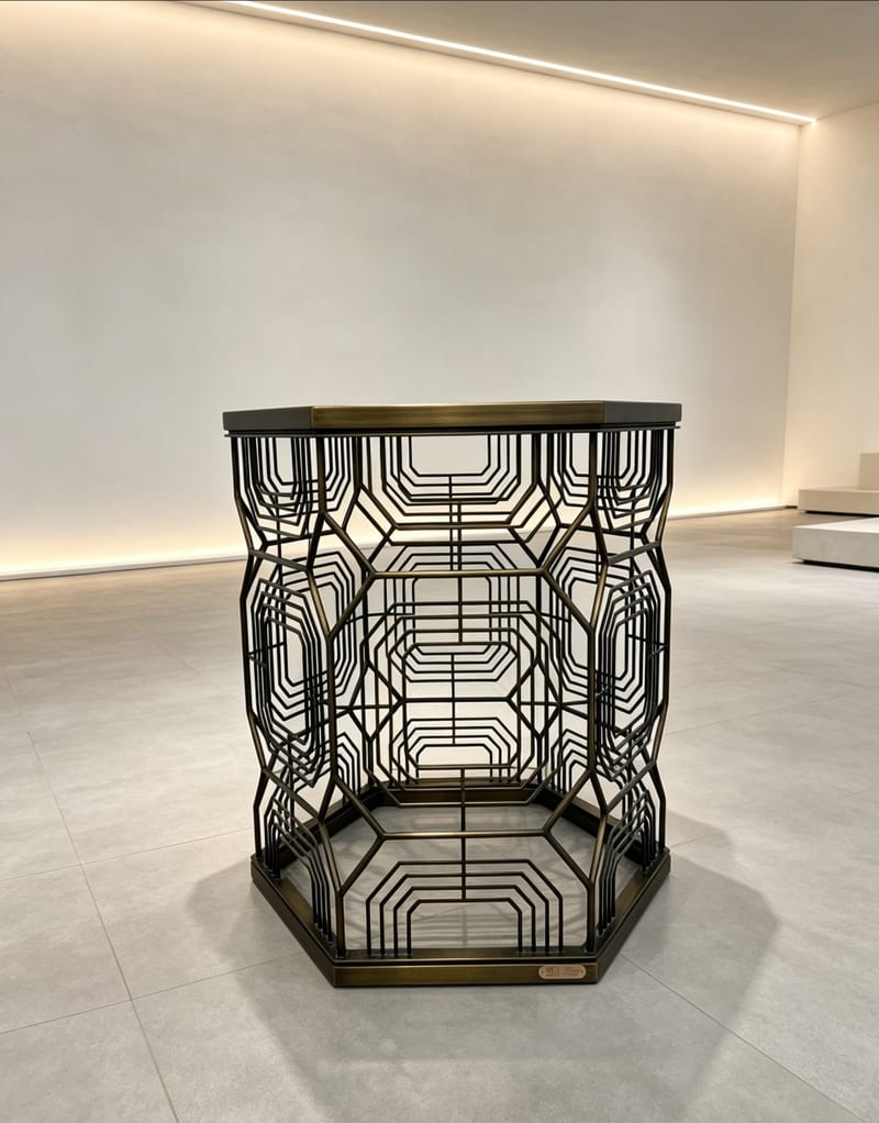 mextra MCLD14 Hexagonal Glass Side Table