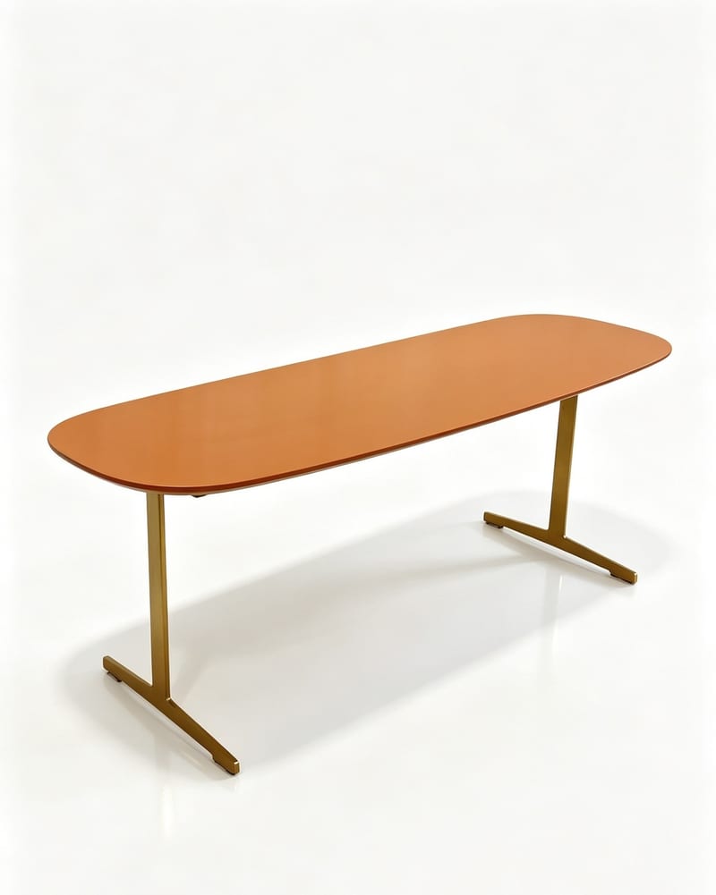 A&X Armani Selina Orange MDF Bench with Stainless Steel Base