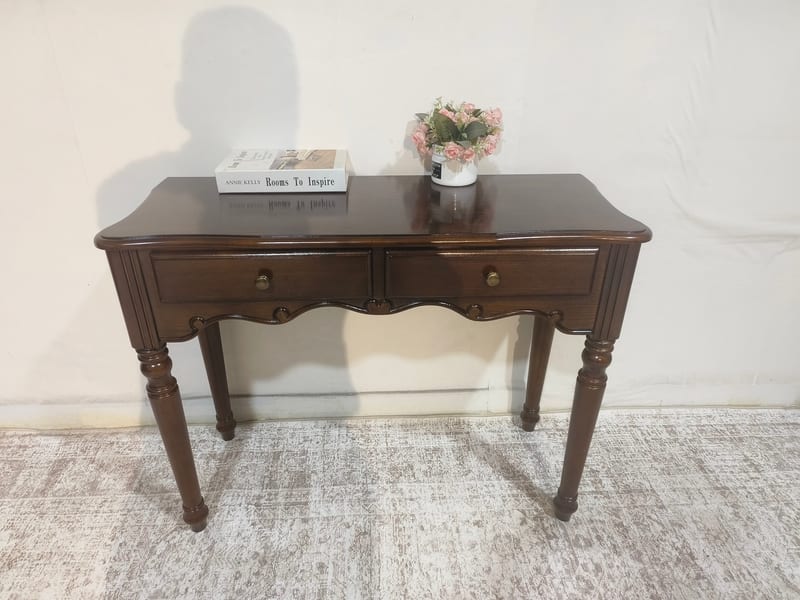American Solid Wood Carved Writing Desk, Walnut