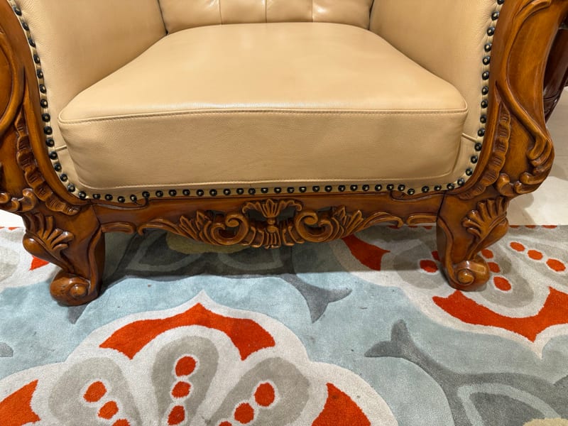 Baojule UL902 French Teak Leather Sofa Set