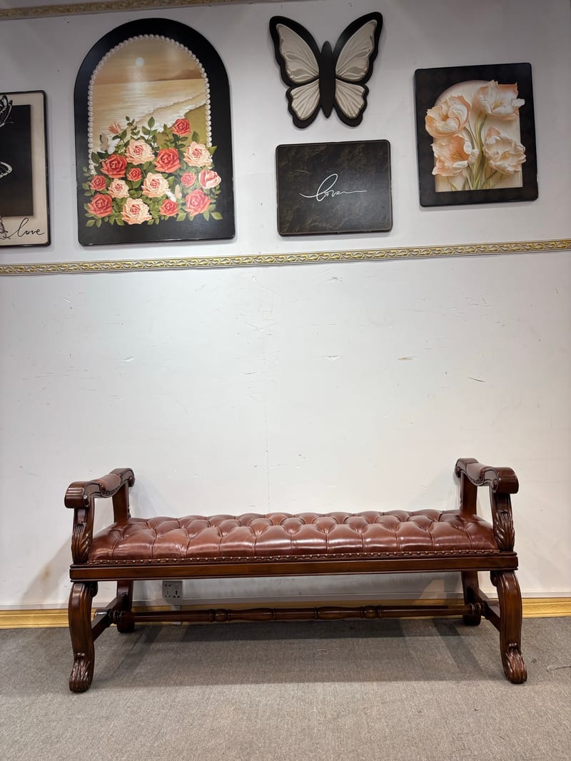 Guangdong Brand American Mahogany Leather Bed Bench CWD401