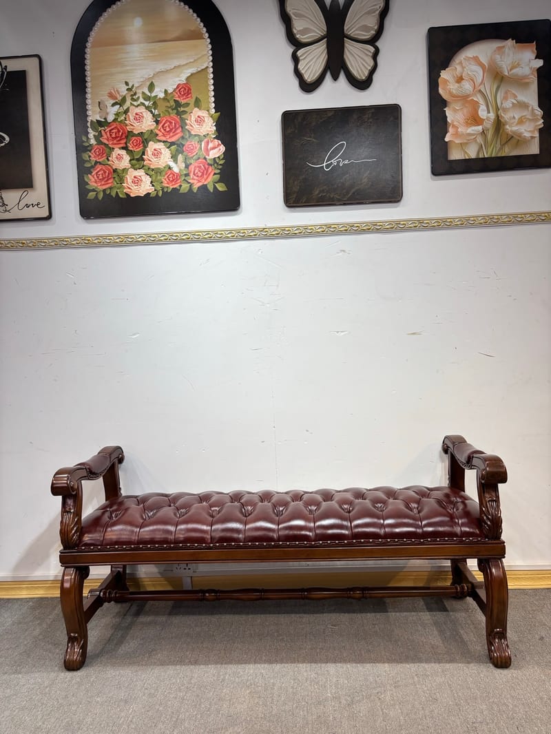 Guangdong Brand American Mahogany & Leather Bed Bench CWD402