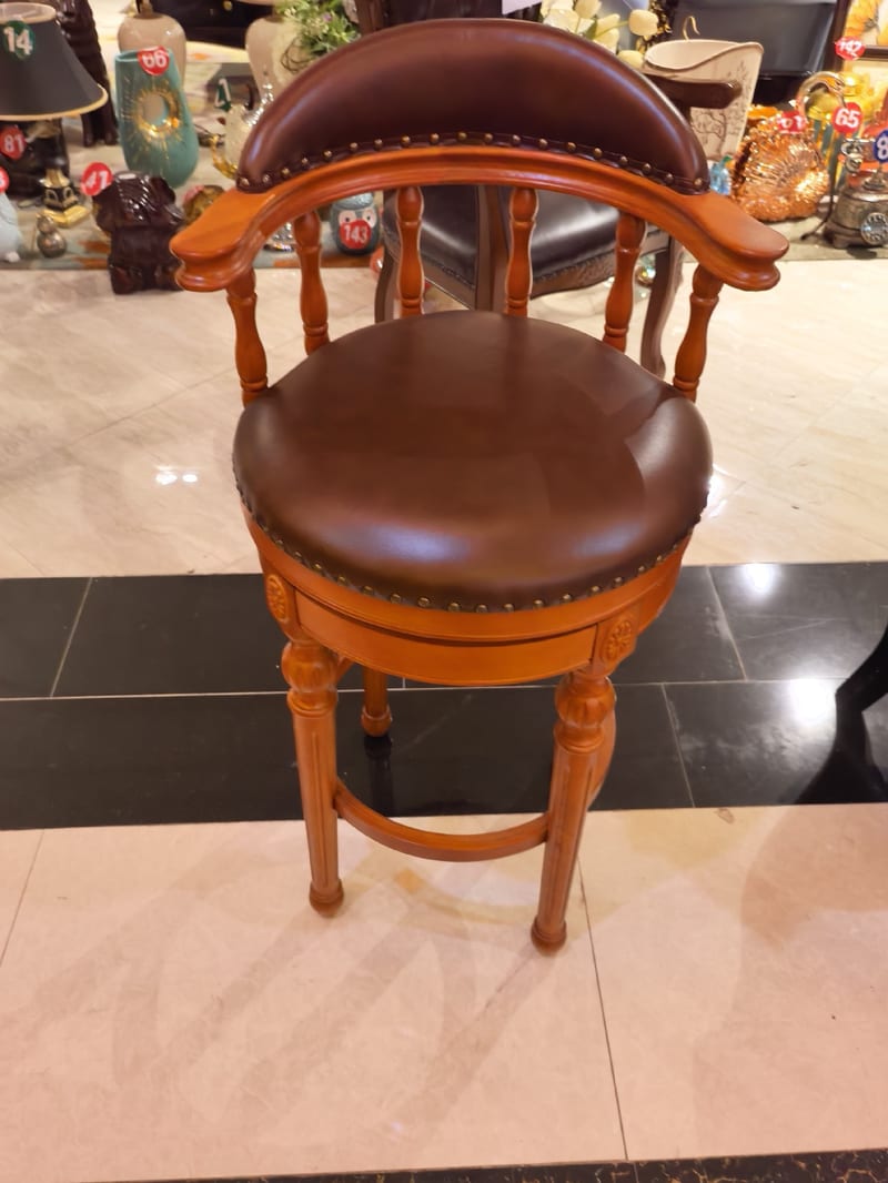 Baojule BT001 Birch Round-Back Bar Stool