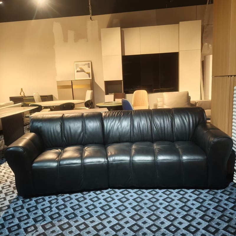 Rudai Modern Four-Seat Leather Sofa with Birch Frame