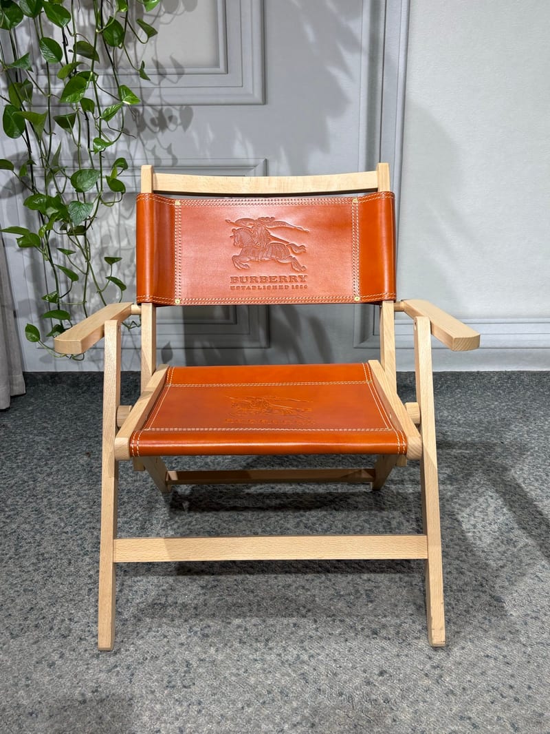 Babaoli Solid Beech Saddle Leather Folding Chair