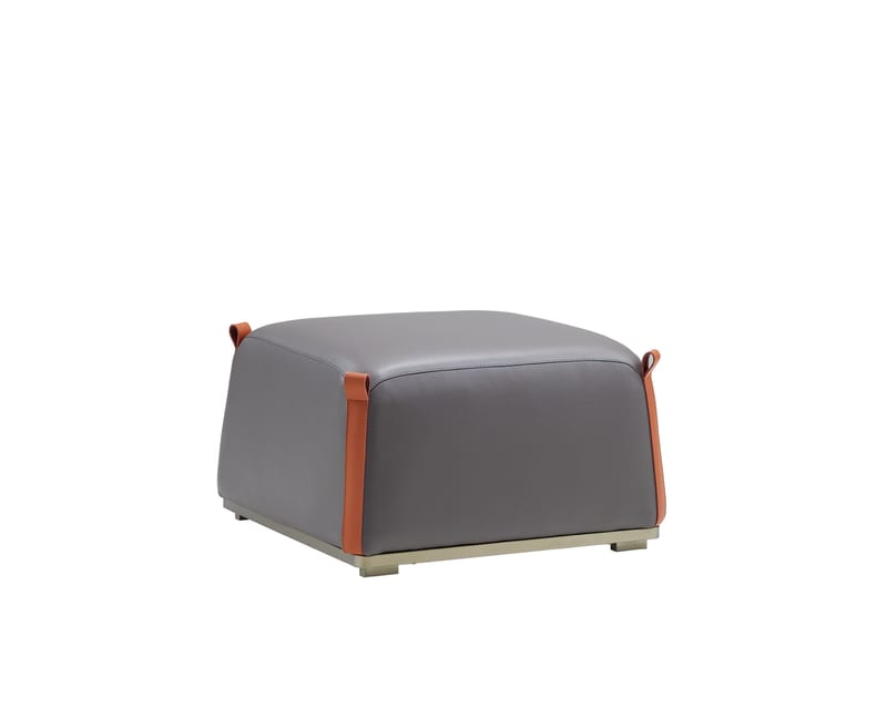 Bosen Jizhi Beini BS203 Square Stool, Gray Faux Leather & Matte Metal