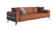 Medusa R84S4 Leather Sectional Sofa with Rose Gold Stainless Steel Frame