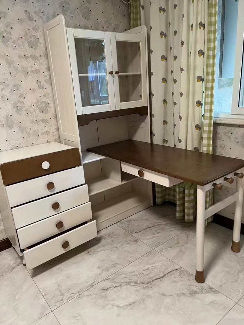 Oak Cloister Solid Wood Corner Bookcase & Desk Set