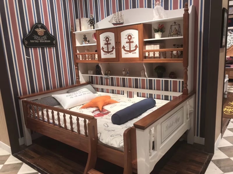 Oak Cloister Solid Wood High-Loft Bookcase Bed