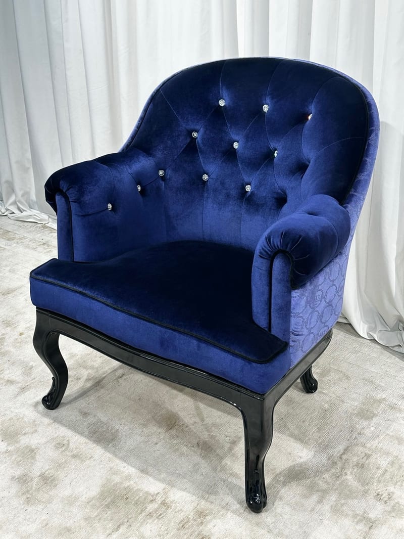 A&X Selina French Velvet Lounge Chair in Royal Blue
