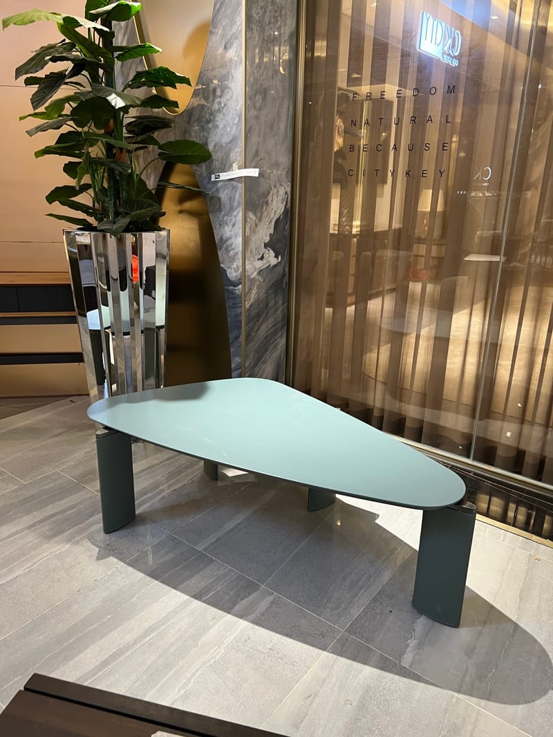 CK 2209 Triangular Coffee Table, Solid Wood & Black Titanium