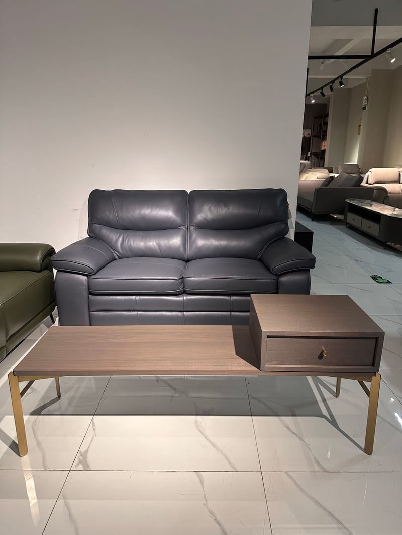 Bosen Morandi Walnut Solid Wood Bench with Brass Accents