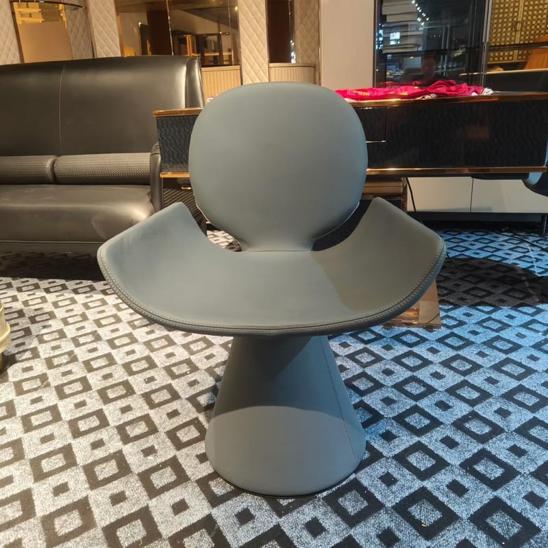 Baojule Gray Leather Swivel Desk Chair