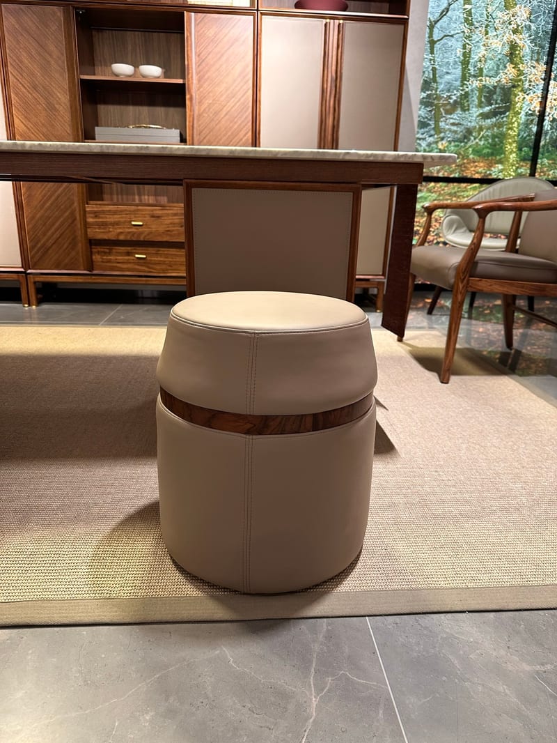 柏森领域 W6201 乌金木实木马鞍皮座凳