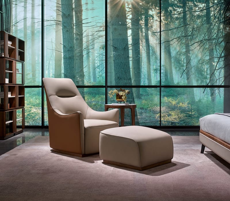 Bosen Lingyu P6207XC Solid Wood Leather Lounge Chair