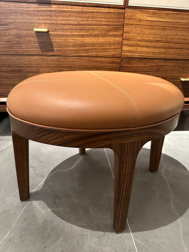 Bosen W6202 Solid Wood Round Stool with Leather Seat