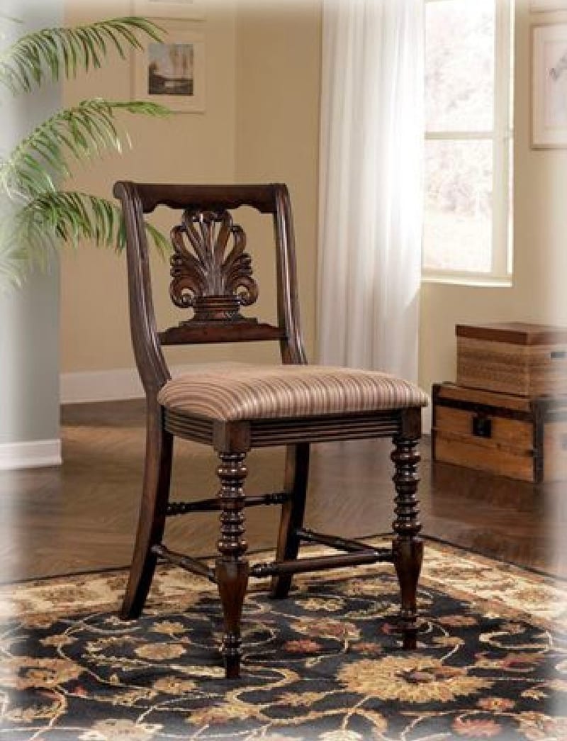 D668-124 Rubberwood Bar Stool with Cotton-Linen Seat