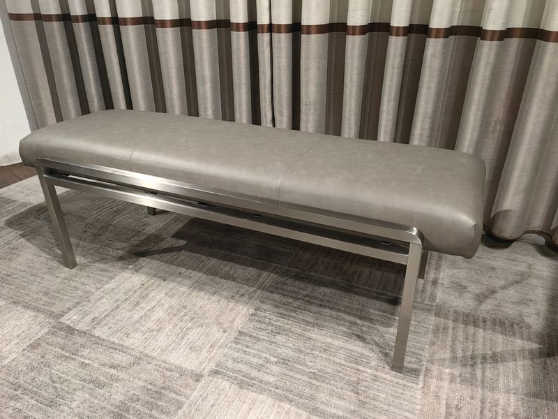 668-823 Faux Leather Bench with Stainless Steel Base