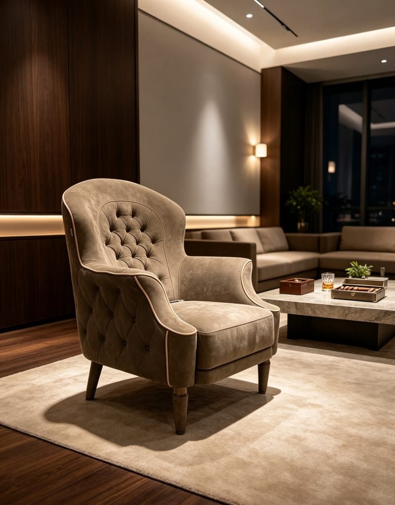 MENOIR AM-DY13 Full-Leather Wingback Lounge Chair