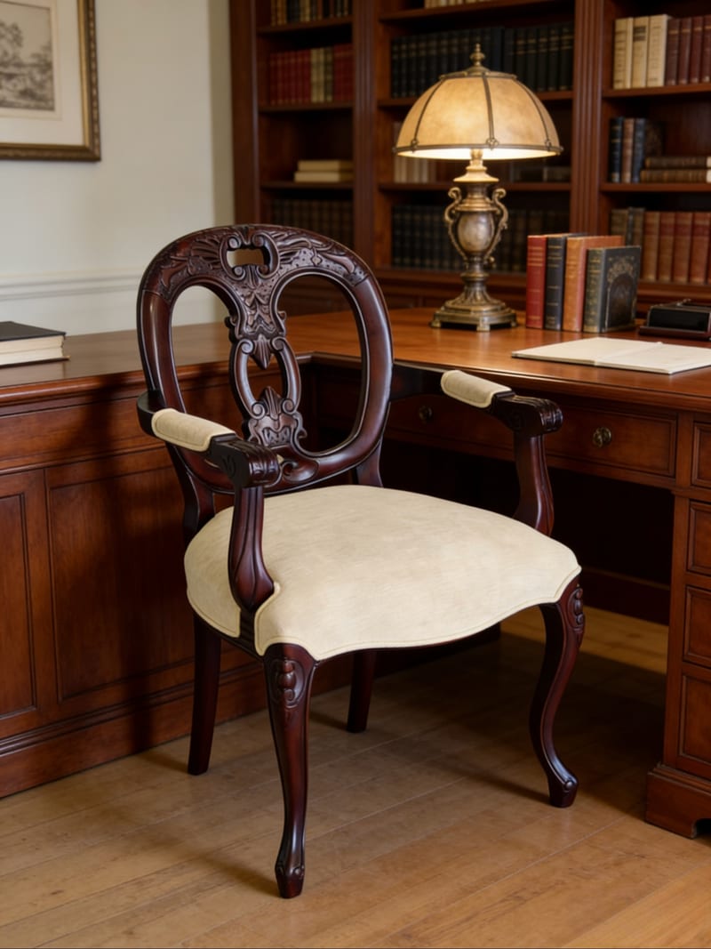 Bally William Hand-Carved Mahogany Accent Chair