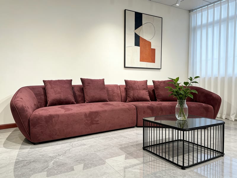 Youfan Art S255 Tech Fabric Sofa in Wine Red