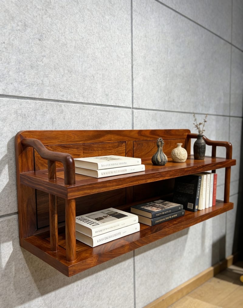 China Concept 901MD New Chinese Solid Wood Wall Cabinet, Deep Reddish Brown